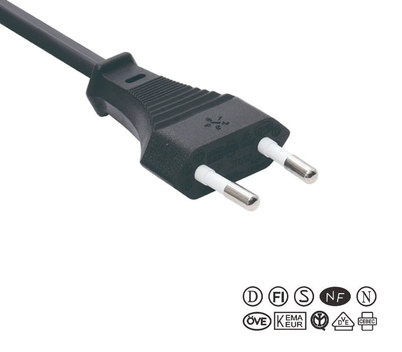 JT007/FY001 2,5A 250V europeisk standard to-pins plugg