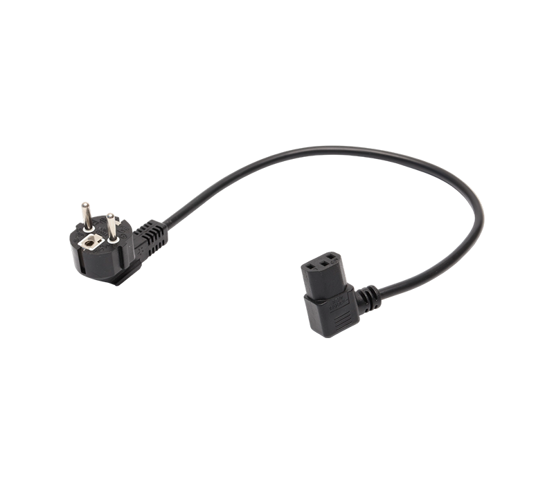 JT008/FY003+ST3W 16A 250V europeisk standard trepinnet 90-graders albueplugg med 90-graders IEC C13-kontakt