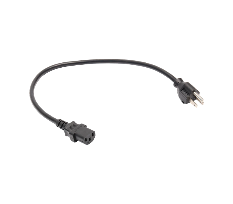 JT-3K+JT-ST3 15A 125V tre-pinners amerikansk standardplugg med kabelklemme og IEC-kontakt C13