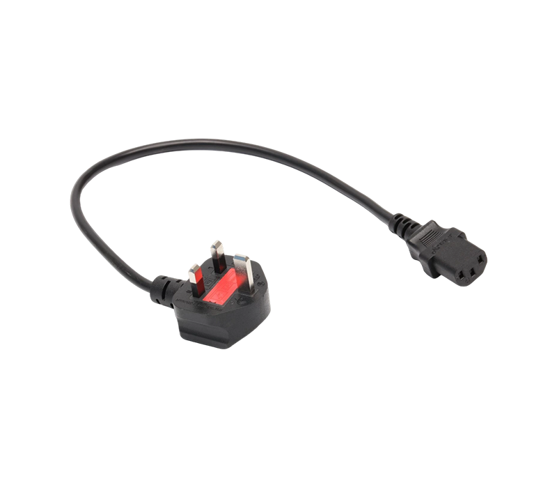 JT006A+JT-ST3 13A 250V britisk tre-pinners plugg med sikring montert på IEC-kontakt C13