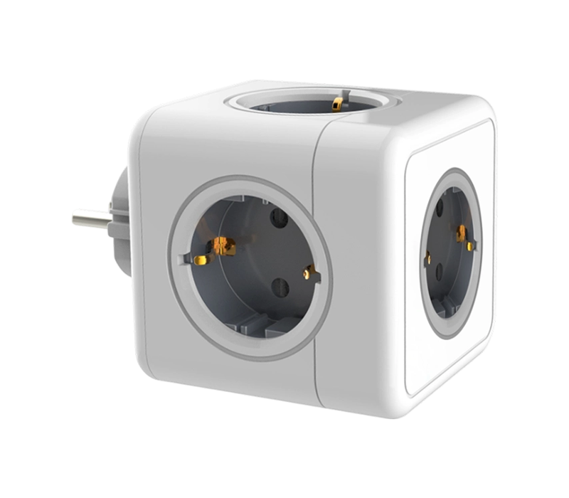 E01 Plug-in Cube Power Strip med 5 Euro-Style-uttak