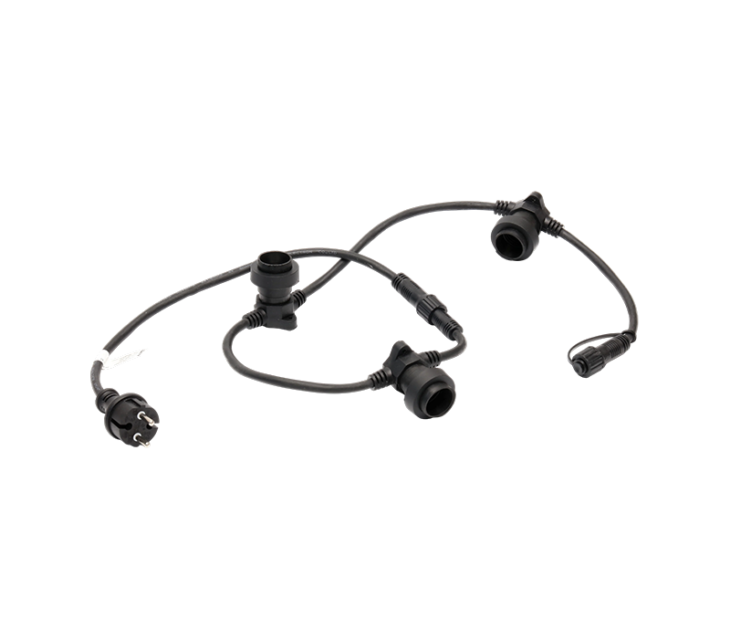 JD-PB svart LED Strip-lys med 2-pins Euro-Style vanntett plugg (16A) og vanntett kontakt